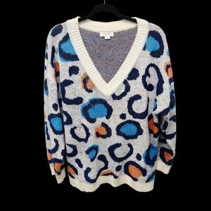 Andrée by Unit | Leopard Print V-Neck Sweater | Size 2X